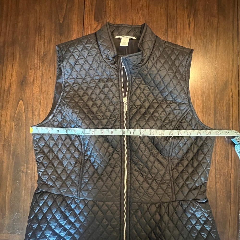 White House Black Market Women's Black Quilted Peplum Vest, Size Large - Picture 7 of 13